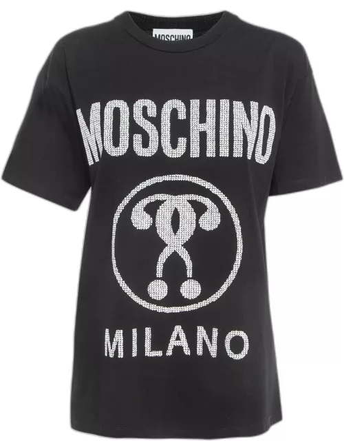 Moschino Couture Black Logo Print Cotton Half Sleeve T-Shirt