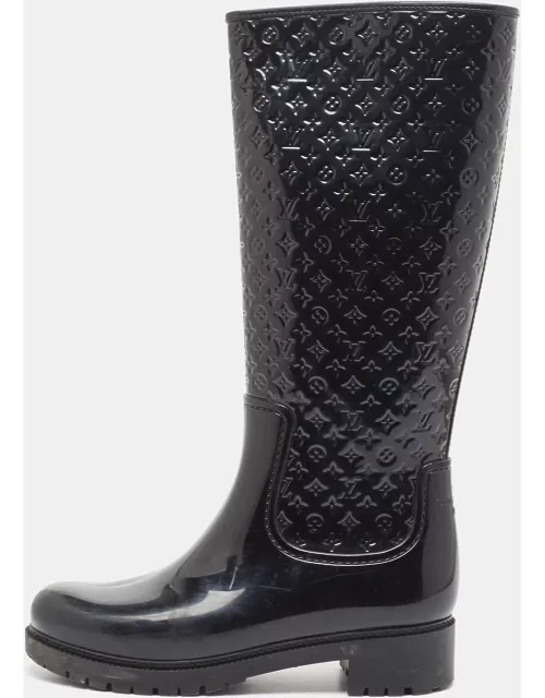 Louis Vuitton Black Monogram Rubber Knee Length Boot