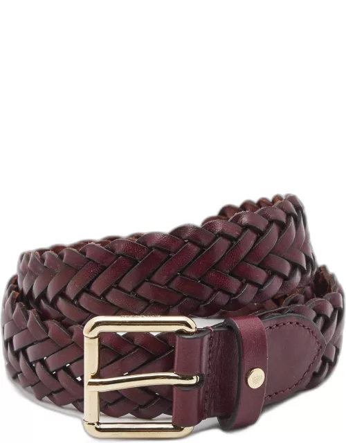 Mulberry Burgundy Woven Leather Buckle Belt
