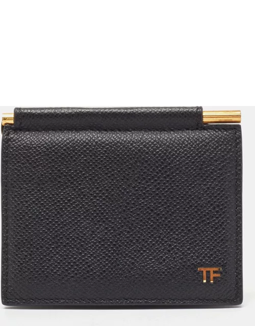 Tom Ford Black Leather TF Logo Money Clip