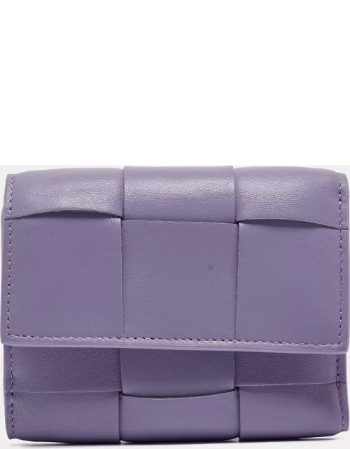 Bottega Veneta Lilac Intrecciato Leather Cassette Trifold Wallet