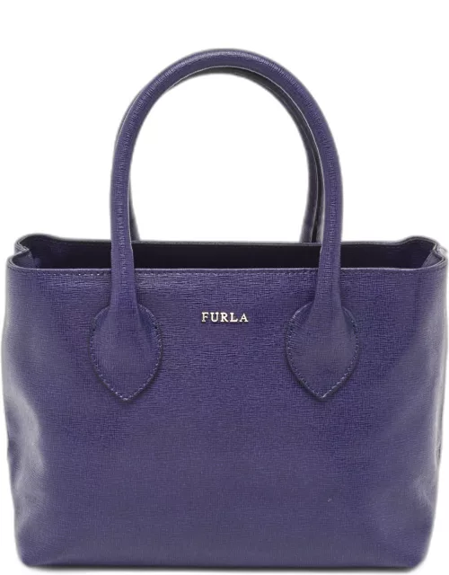 Furla Blue Leather Middle Zip Tote