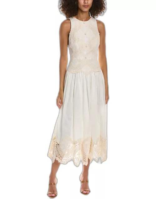 Zimmermann White Linen Midi dress