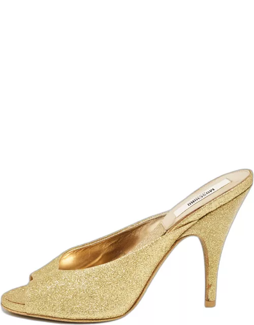 Moschino Gold Glitter Slide Sandal