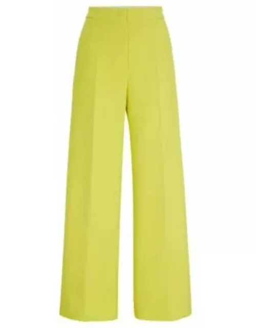 Wide-leg trousers in a cotton blend- Yellow Women's Formal Pant
