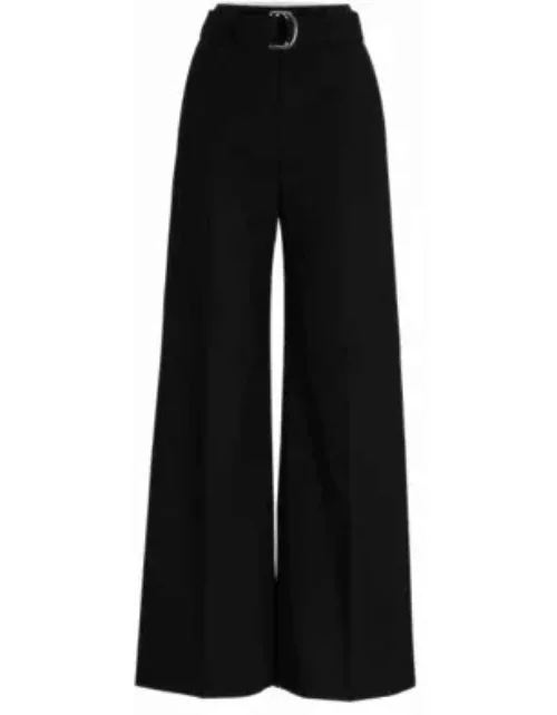 Relaxed-fit trousers in a linen blend- Black Women's Formal Pant