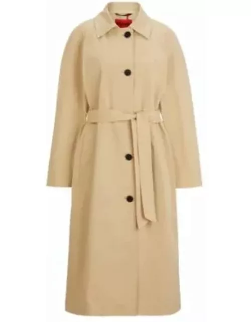 Relaxed-fit trench coat in stretch cotton- Light Beige Women's Formal Coat