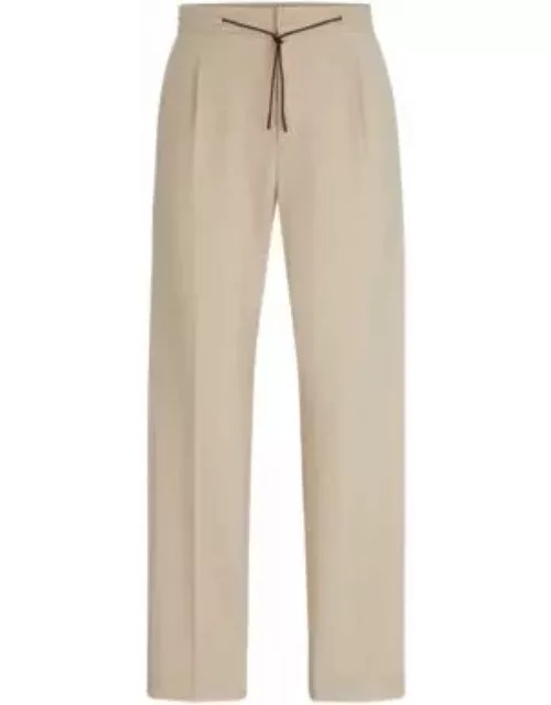 Modern-fit trousers in linen-look material- Beige Men's Special Occasion