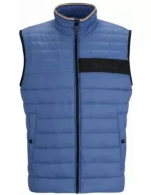 Water-repellent padded gilet with 3D logo tape- Light Blue Men's Casual Jacket
