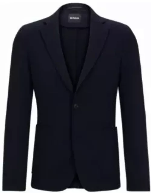 Slim-fit jacket in micro-patterned performance-stretch material- Dark Blue Men's Sport Coat