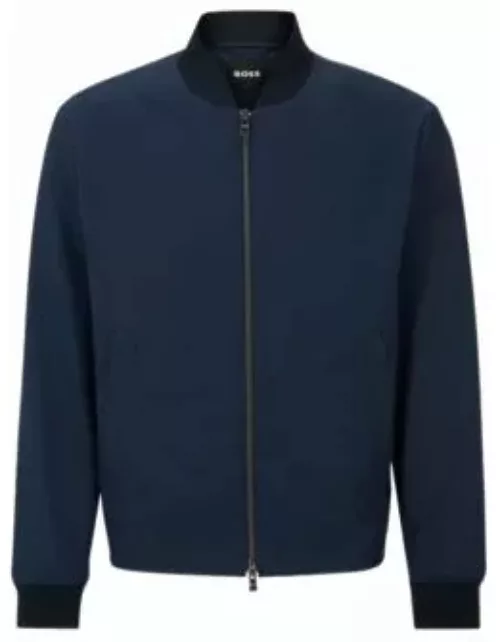 Slim-fit jacket in wrinkle-resistant mesh- Dark Blue Men's Sport Coat