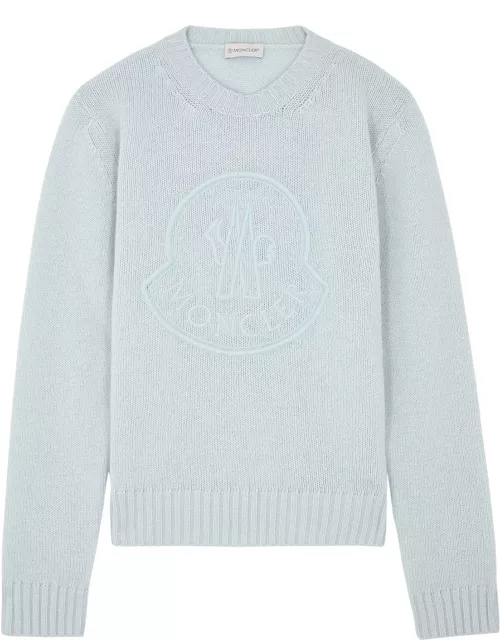 Moncler Logo-embroidered Wool-blend Jumper - Blue - L (UK14 / L)