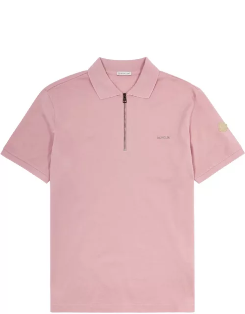 Moncler Logo Piqué Cotton Polo Shirt - Pink