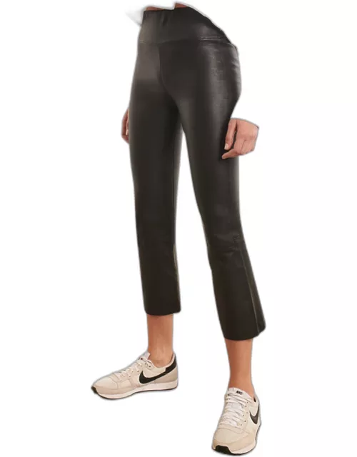 Leather High-Waist Cropped Flare Legging