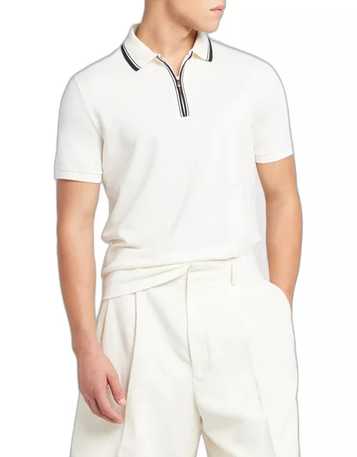 Men's Comfort Pique Quarter-Zip Polo Shirt