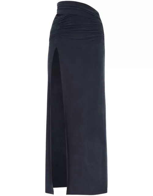 Knwls Ruched Cut-out Stretch-jersey Maxi Skirt - Navy - XS (UK6 / XS)
