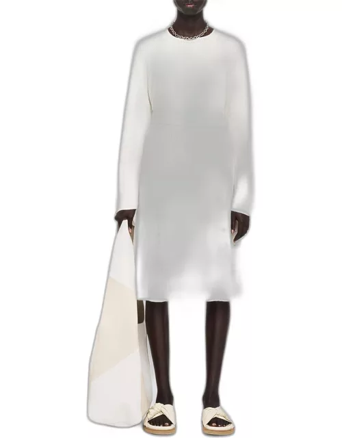 Ribbed A-Line Midi Skirt
