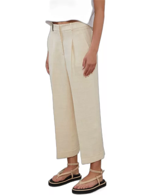 Pleated High-Rise Cropped Pant