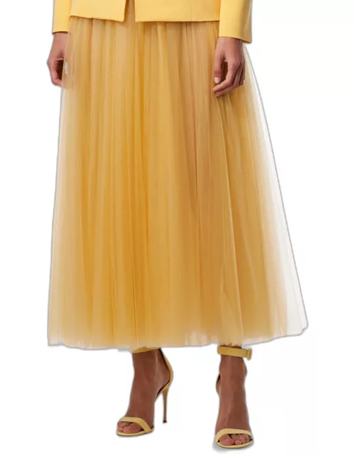 High-Waist Tulle Midi Skirt