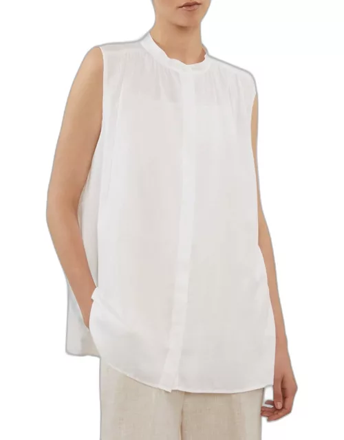 Ruched Sleeveless Cotton Top