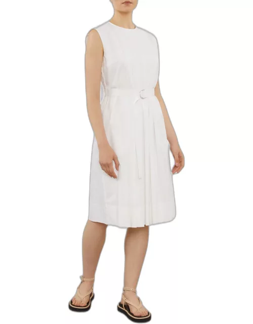 Sleeveless Belted A-Line Midi Dres