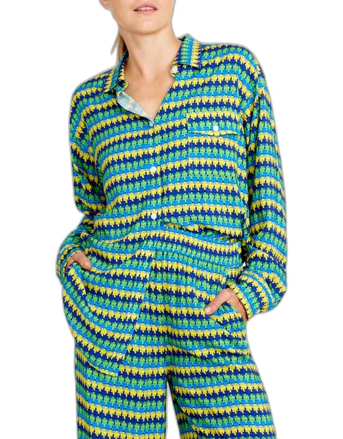 Margarita Crochet Rayon Button-Front Shirt