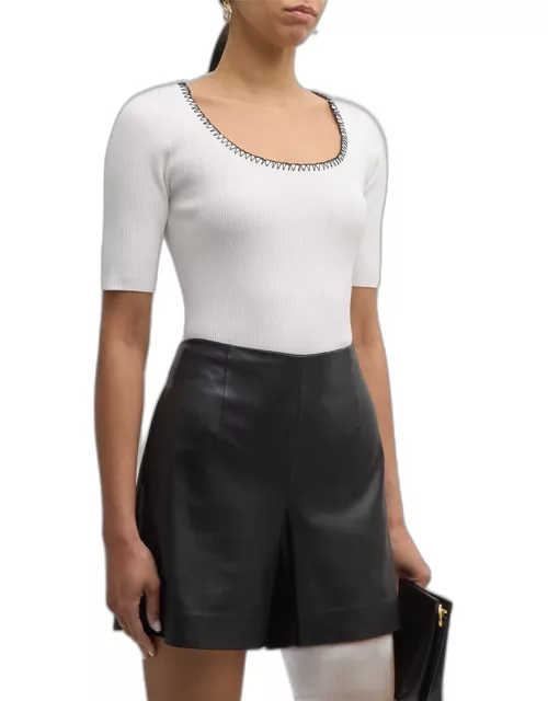 The Valo Ribbed Whipstitch Scoop-Neck Sweater