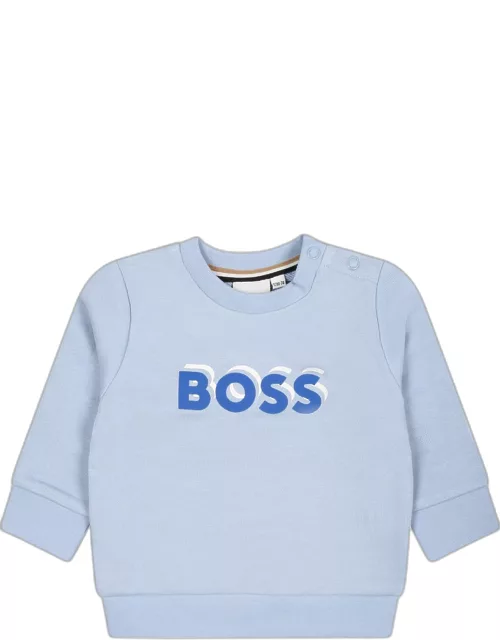 Hugo Boss Round Neck Sweatshirts Celeste