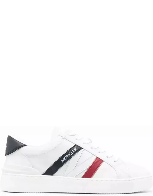 Moncler Monaco M Sneakers In White, Blue And Red