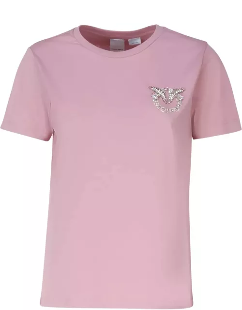 Pinko Love Birds Mini Logo Embroidery T-shirt