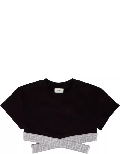 Fendi Cut-out Crewneck Cropped T-shirt