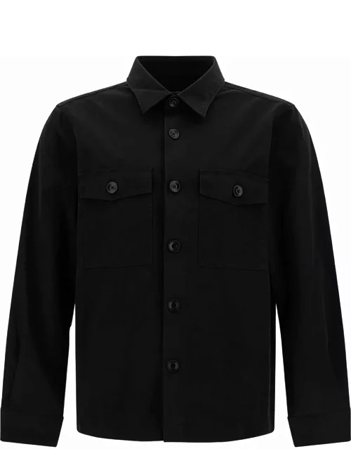 Tom Ford Black Shirt With Tonal Buttons And Patch Pockets In Cotton Man
