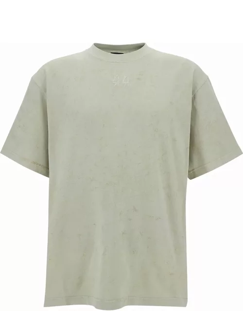 44 Label Group Beige T-shirt With Logo Embroidery And Cut-out In Cotton Man