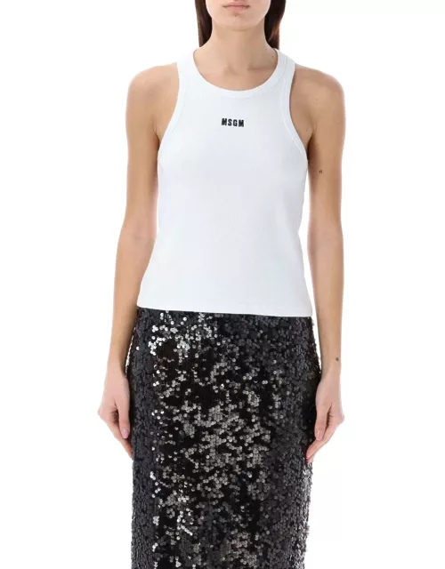 MSGM Logo Embroidered Sleeveless Ribbed Tank Top