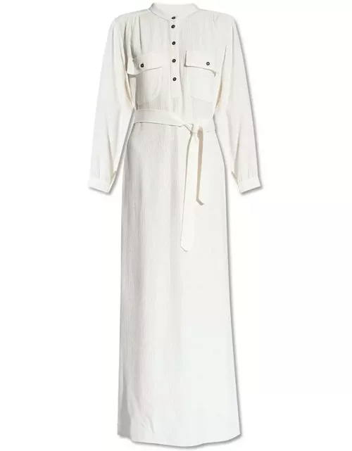 A.P.C. Marla Crinkled Belted Maxi Shirt Dres