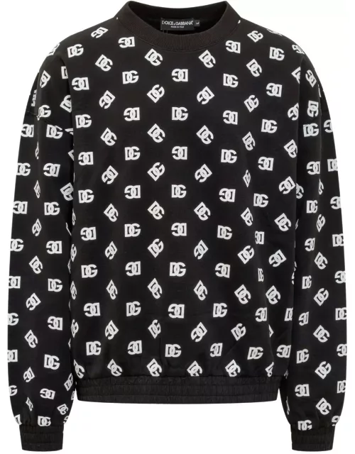 Dolce & Gabbana Dg Monogram Printed Crewneck Sweatshirt