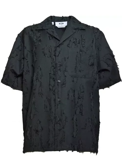 MSGM Logo-tag Textured-finish Buttoned Shirt