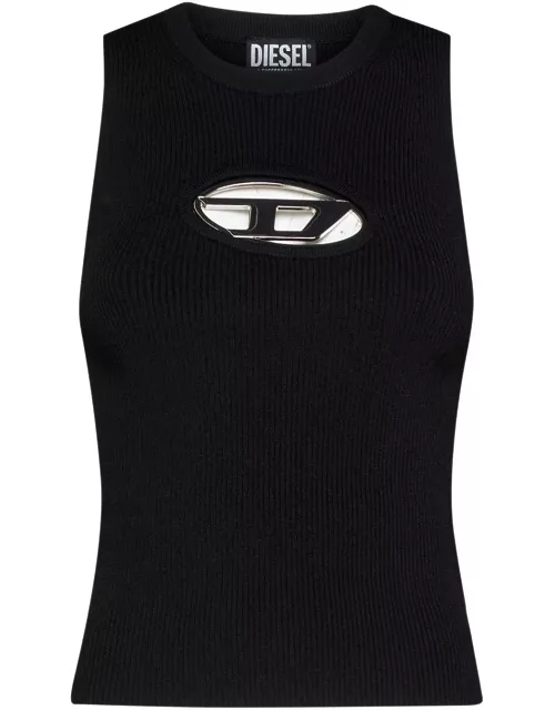 Logo Plaque Ribbed Tank Top Diese