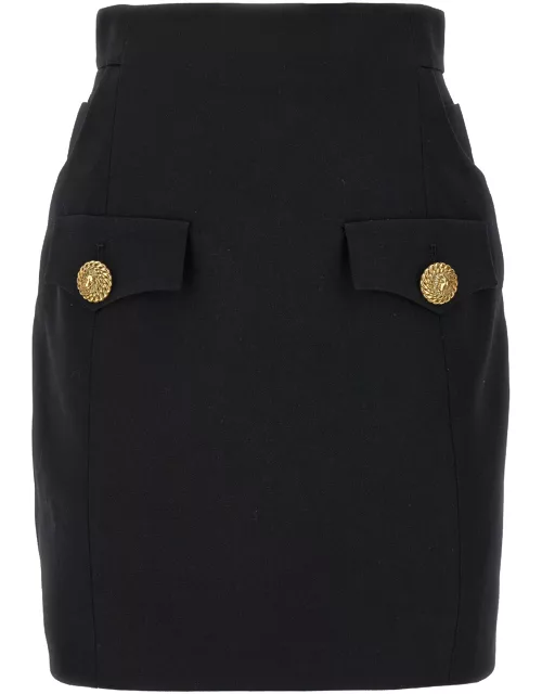 Balmain Contrast Button Mini Skirt