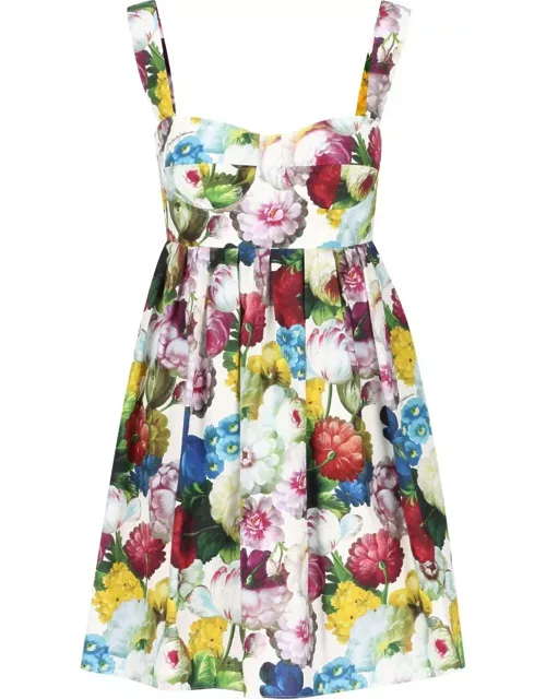 Dolce & Gabbana Floral Printed Mini Corset Dres