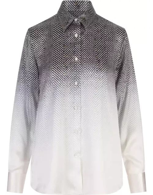 Ermanno Scervino Silk Shirt With Shaded Chevron Pattern
