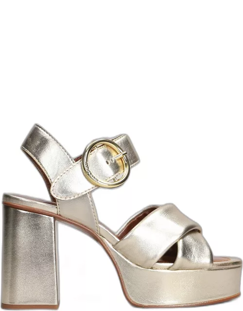 See by Chloé Lyna Sandals In Platinum Leather