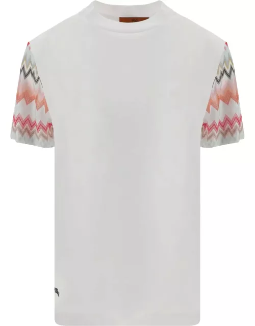 Missoni Logo Embroidered Zigzag Sleeved T-shirt