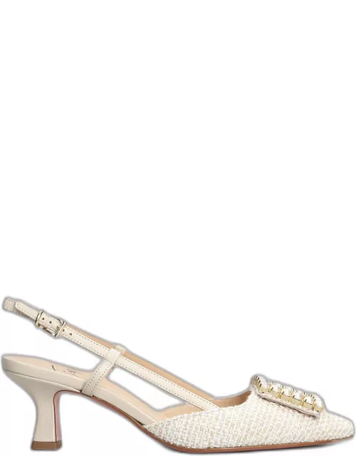 Roberto Festa Stefi Pumps In Beige Leather And Fabric