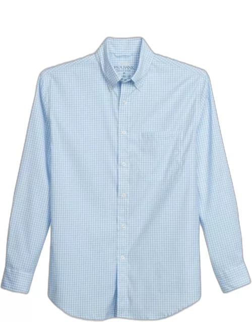 JoS. A. Bank Men's Traveler Motion Tailored Fit Long Sleeve Casual Shirt, Light Blue, X Large