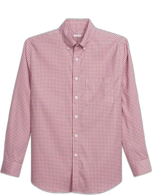 JoS. A. Bank Men's Traveler Motion Tailored Fit Long Sleeve Casual Shirt, Coral, X Large