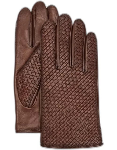 Men's Woven Patina Leather Glove