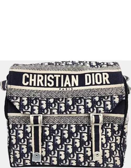 Christian Dior Black/White Canvas Oblique Diorcamp Messenger Bag