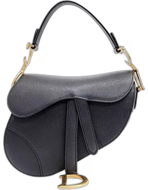 Christian Dior Black Leather Mini Saddle Bag