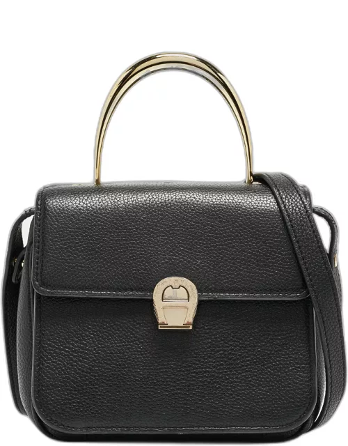 Aigner Black Leather Genoveva Top Handle Bag